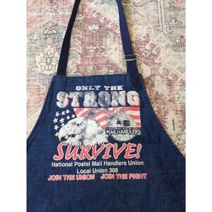 Vintage JOIN National Postal Mail Handlers Union USPS Denim Apron Eagle Flag